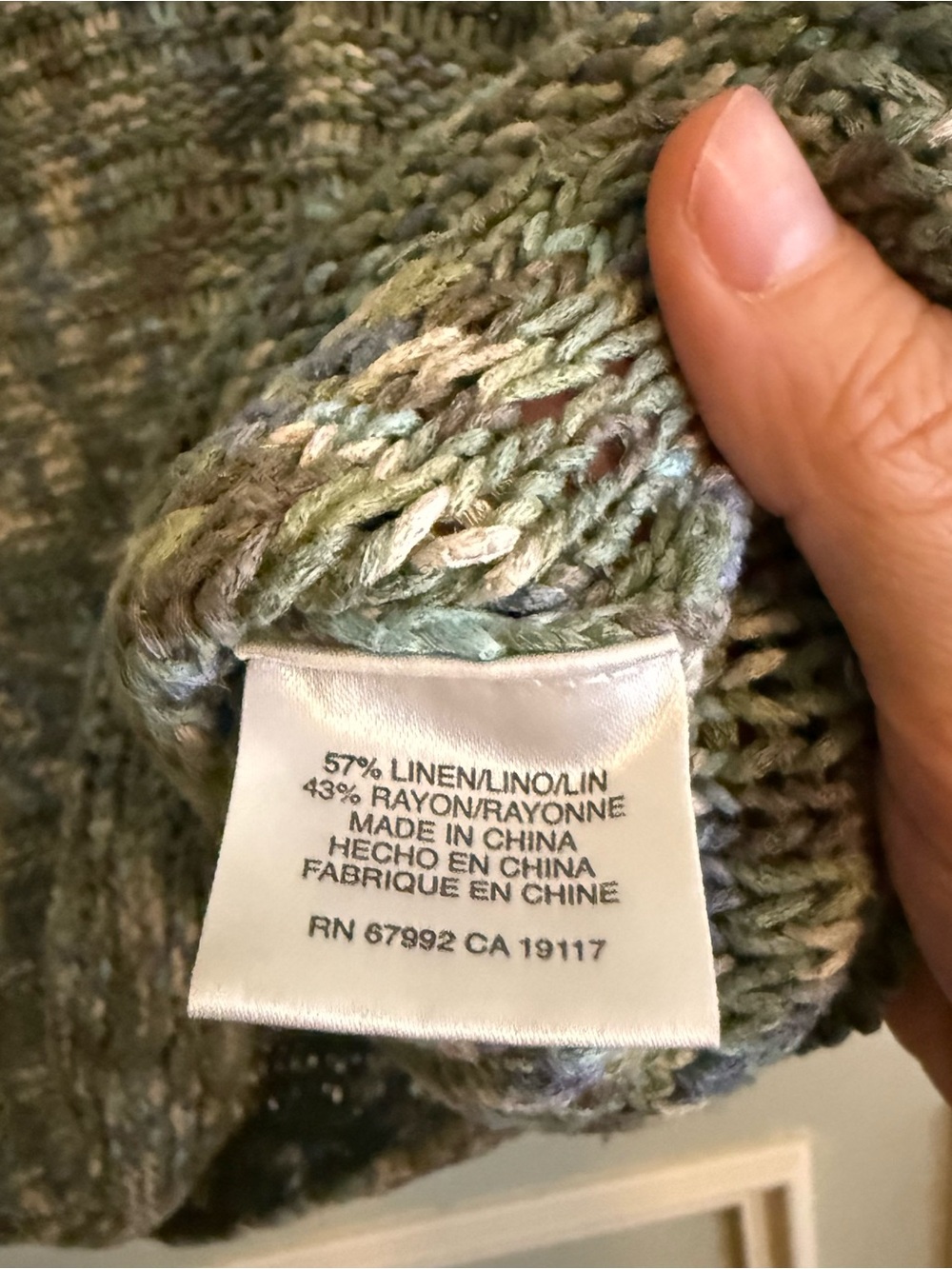 Sigrid Olsen Sleeveless Mock Neck Knit Linen Tank in Blue-Green Marled - Picture 5 of 5